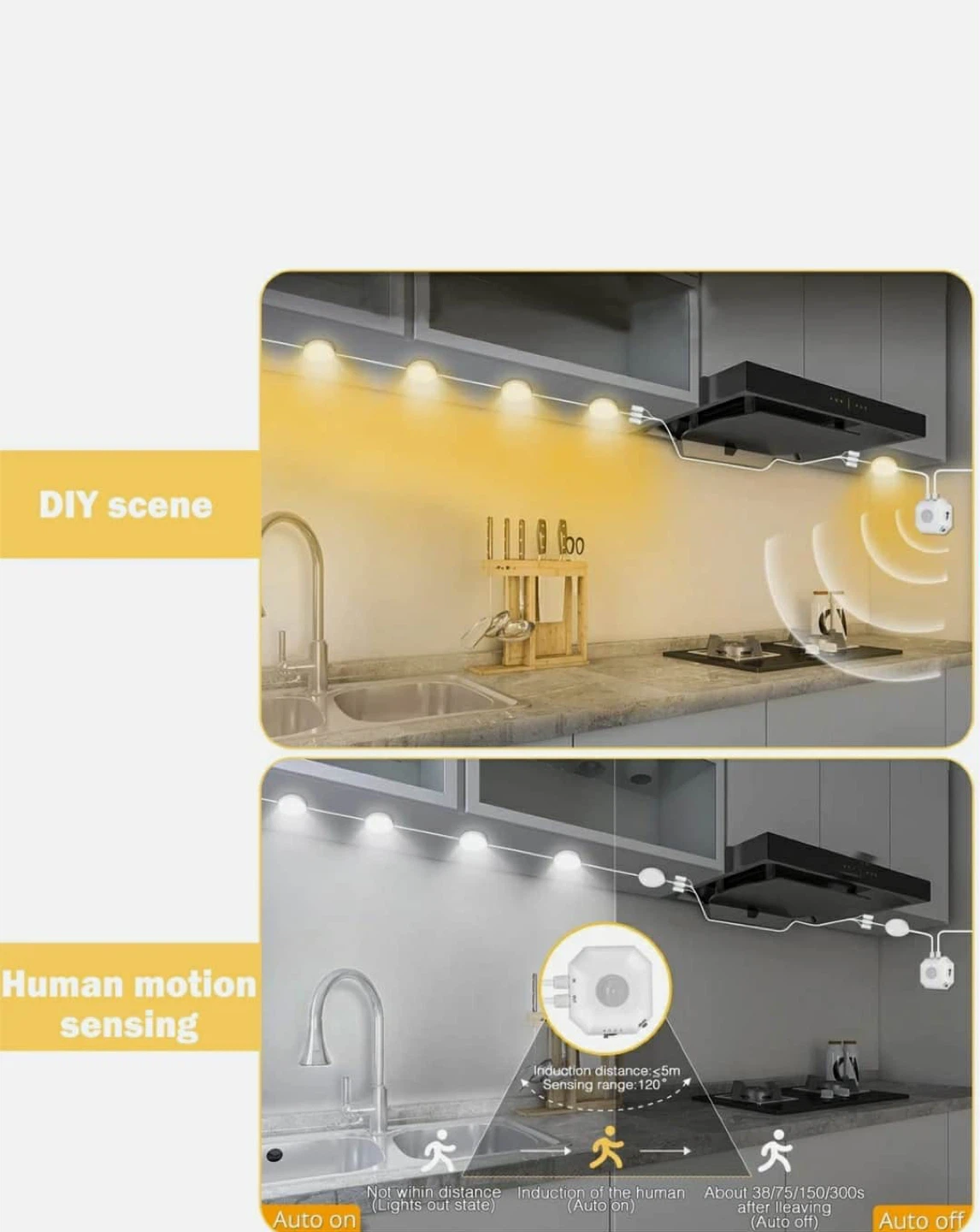 Motion Sensor LED Strip Light, 3-Color Mode - photo 5