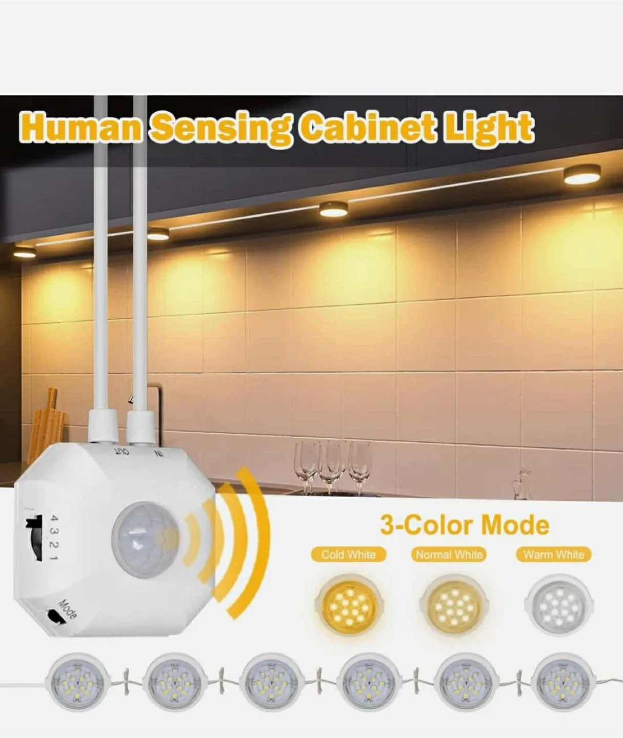 Motion Sensor LED Strip Light, 3-Color Mode image indicator(6)