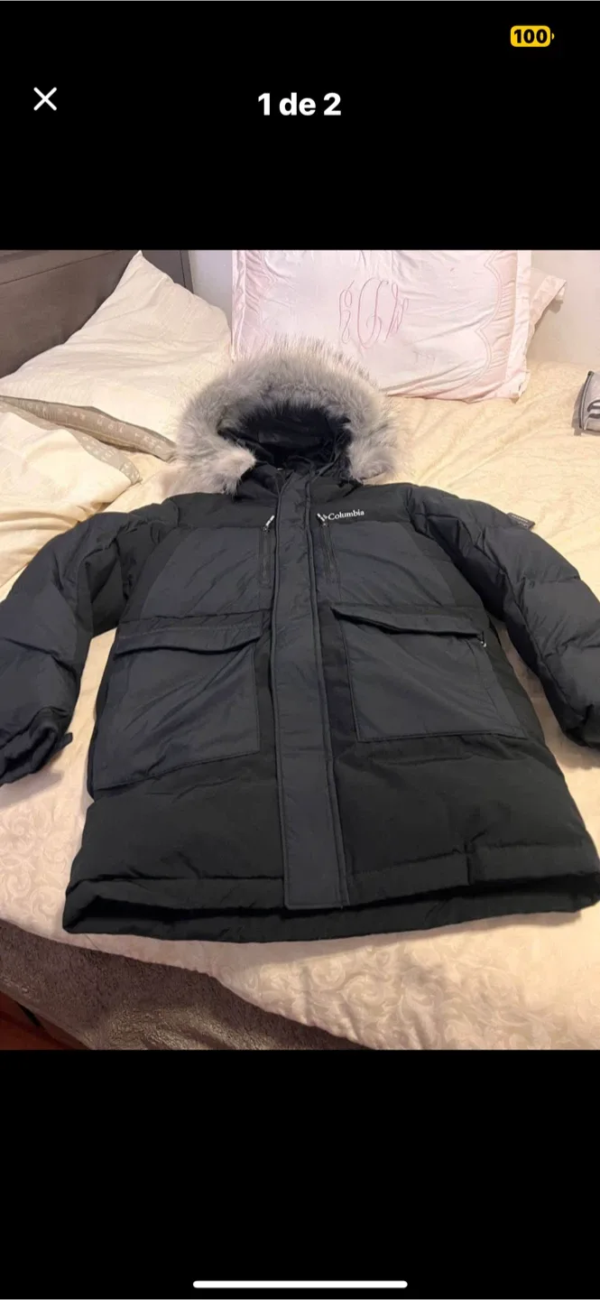 Columbia Black Winter Jacket with Fur Hood image indicator(2)