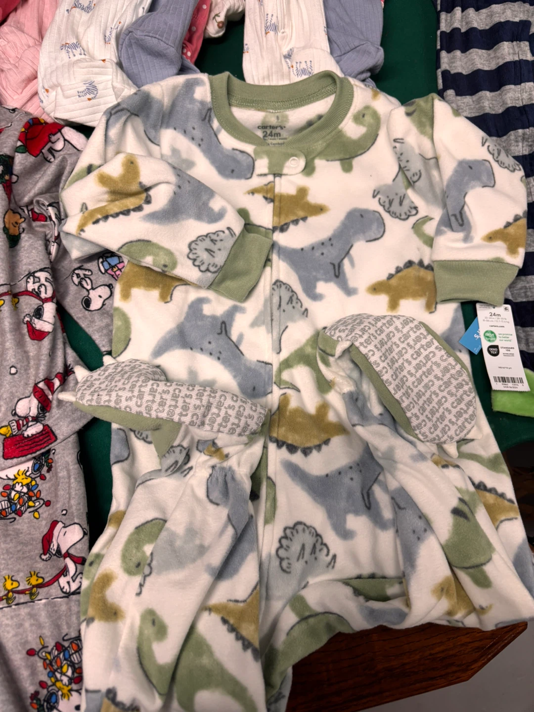 New Carter's 24m Dinosaur Fleece Pajamas - photo 2