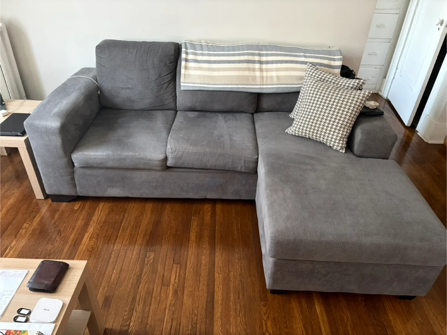 Grey Sectional Sofa with Ottoman