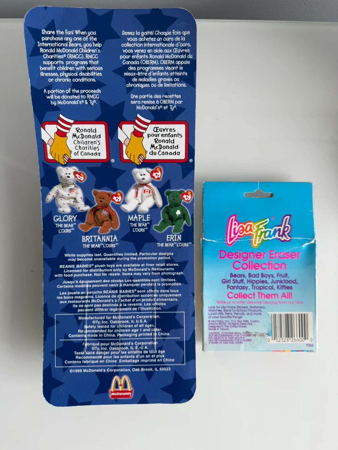 Vintage 90s bundle. Rare misprint beanie and Lisa frank erasers image indicator(2)