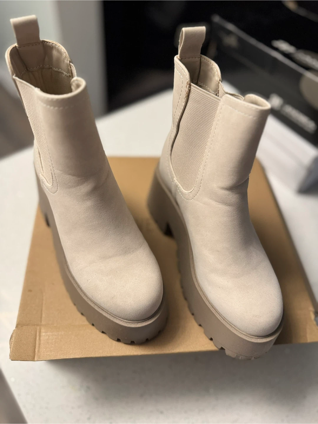 Beige Platform Chelsea Boots - photo 4