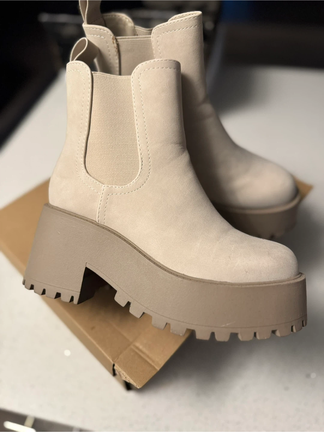 Beige Platform Chelsea Boots - photo 2