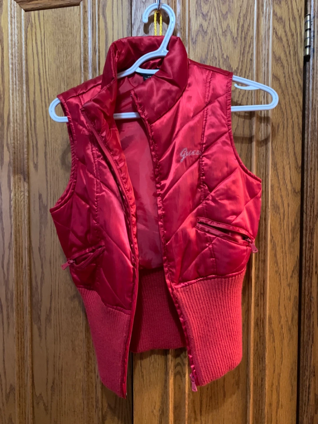 Guess Jeans Red Puffer Vest - Size S