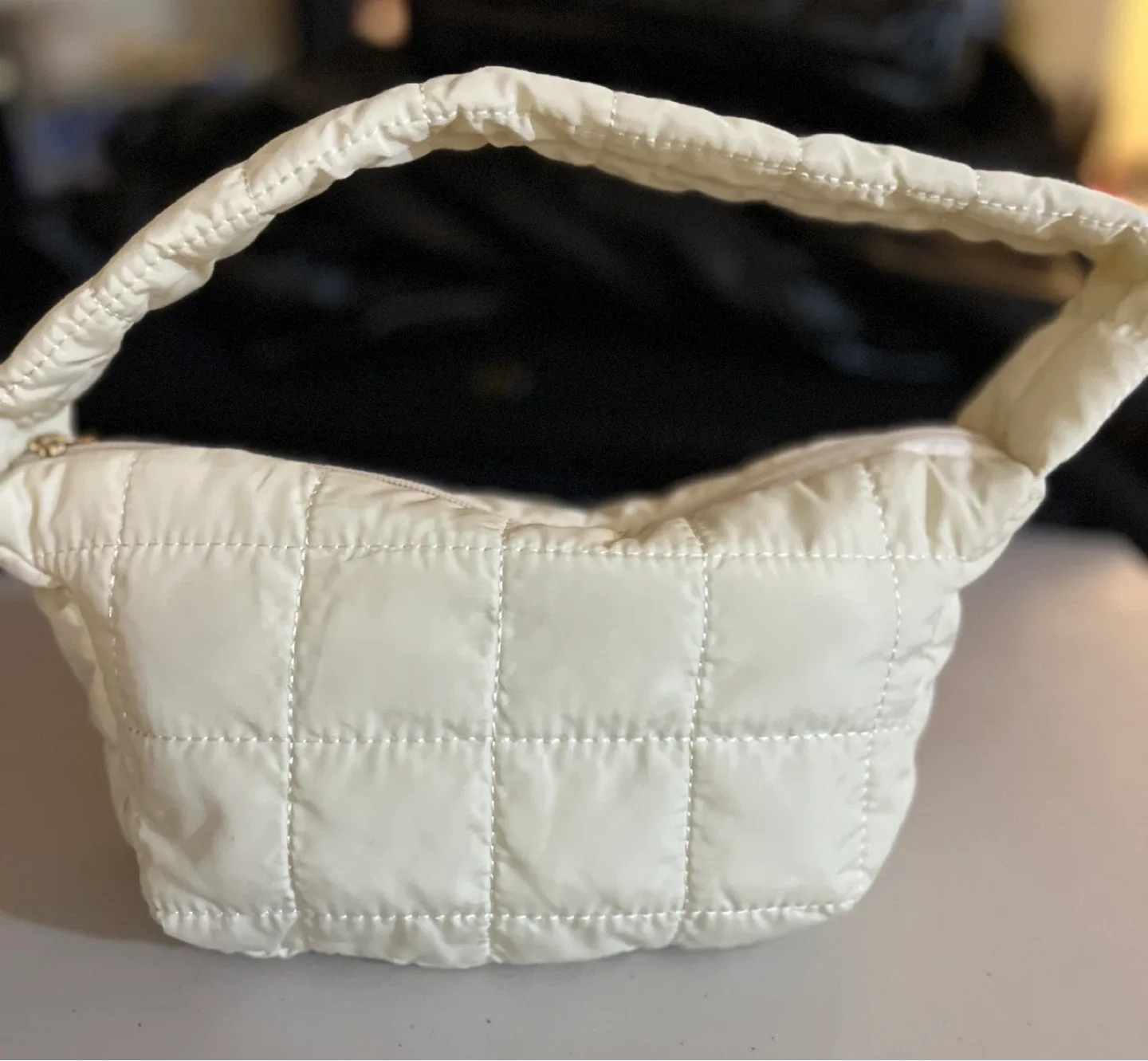 Quilted Shoulder Bag - Cream Colour