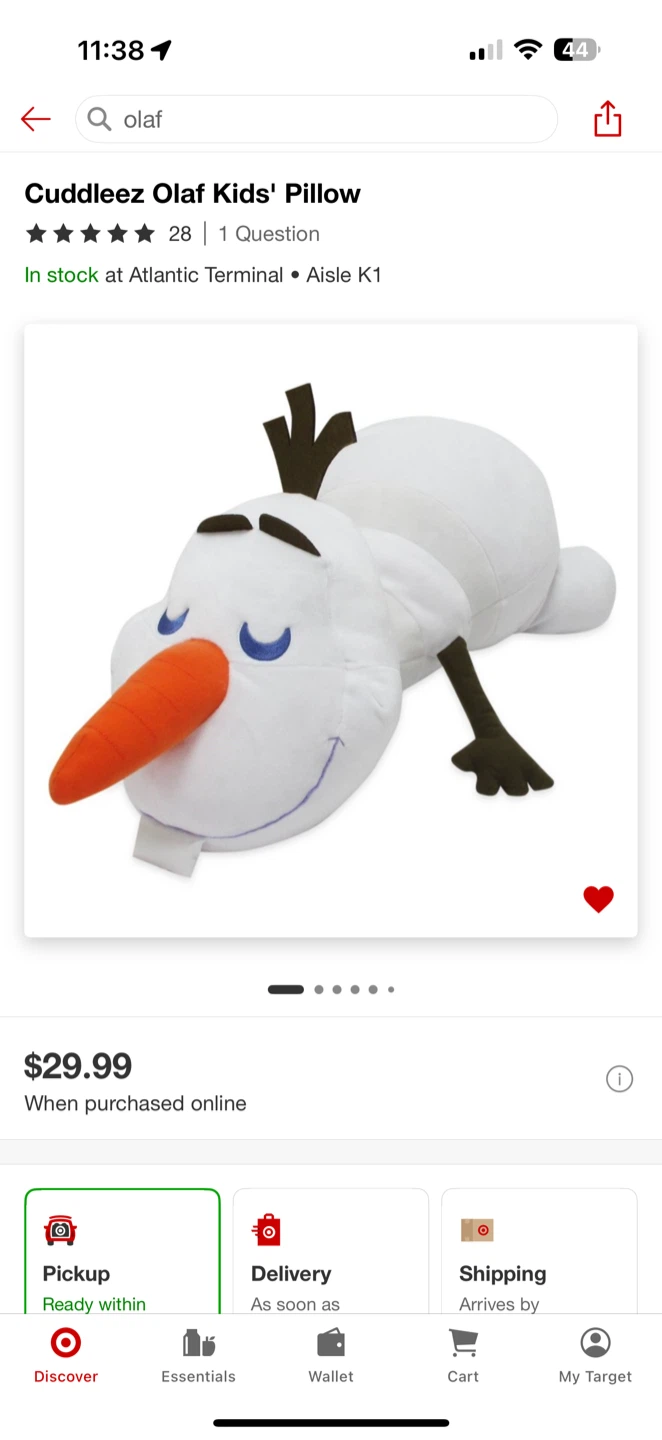 Cuddleez Olaf Kids' Pillow
