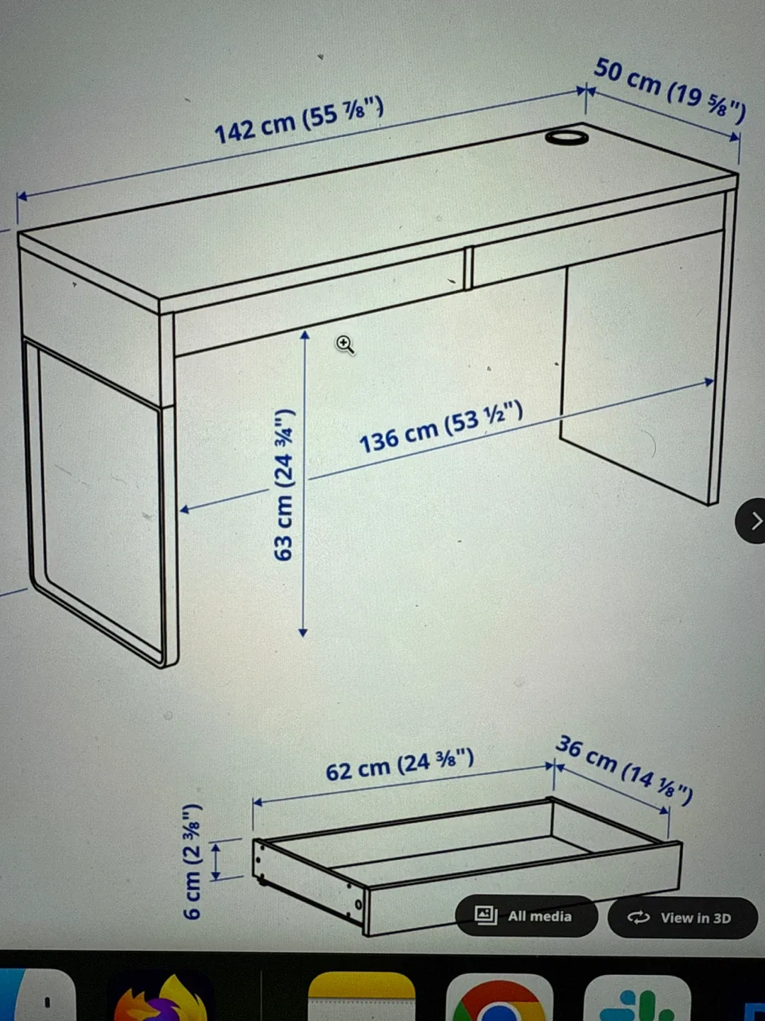 Ikea Micke Desk White with USB Charging Port image indicator(5)