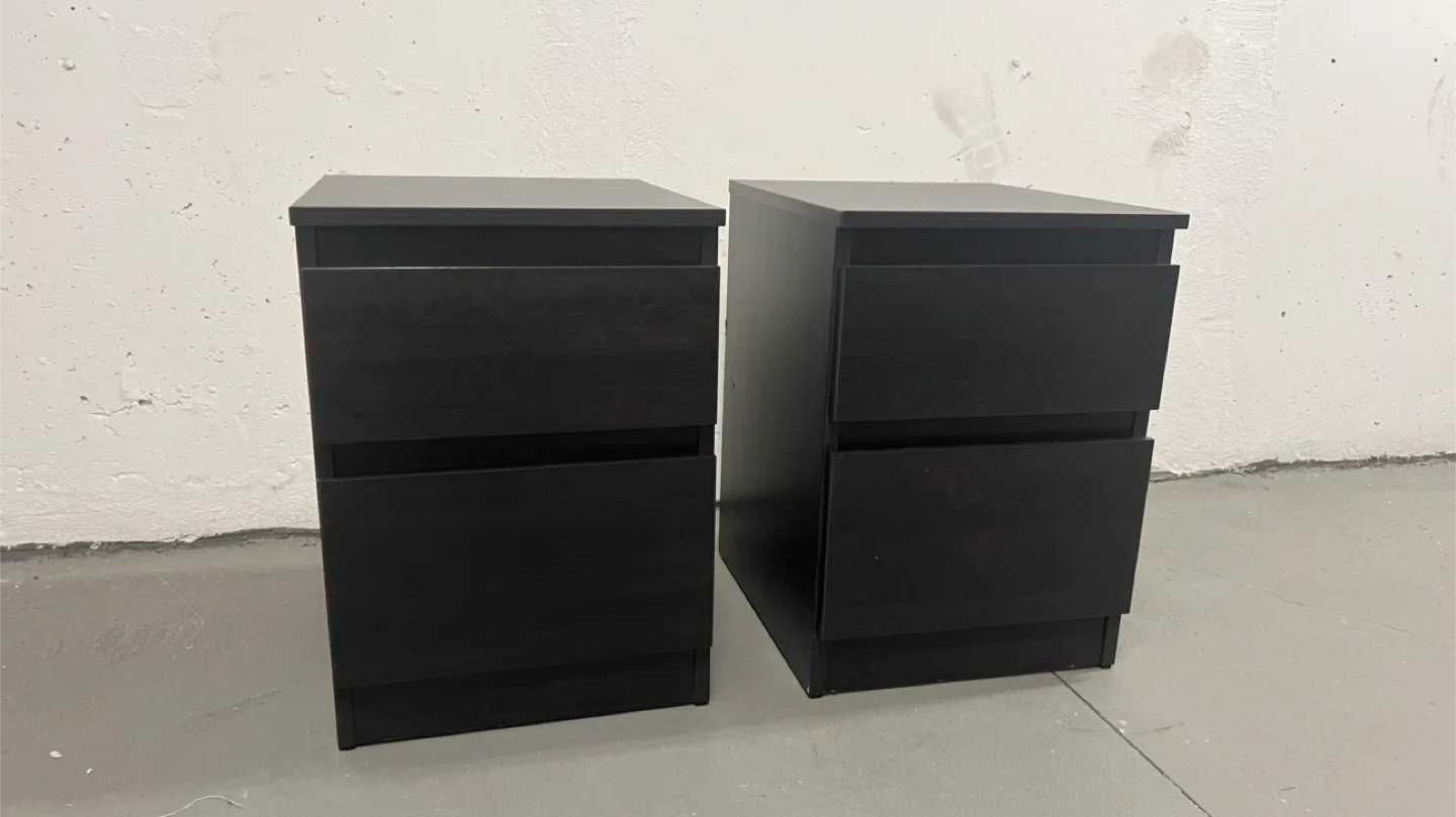 IKEA Malm Black Nightstands (Set of 2)