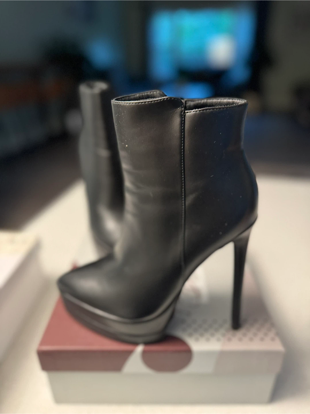 Black Platform High Heel Ankle Boots