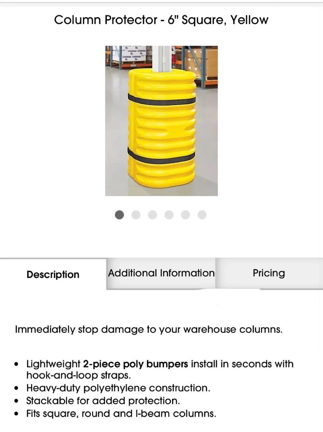 Yellow Column Protector - 6" Square - 6 quantity available image indicator(2)