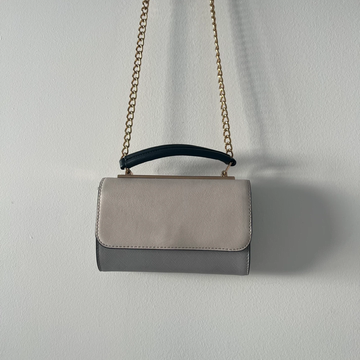 Call It Spring Grey & Off White Gold Chain Bag