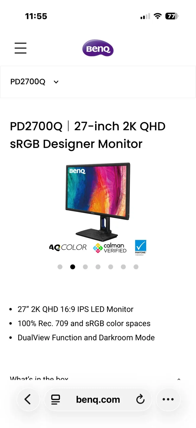 BenQ PD2700Q 27-inch 2K QHD sRGB Designer Monitor