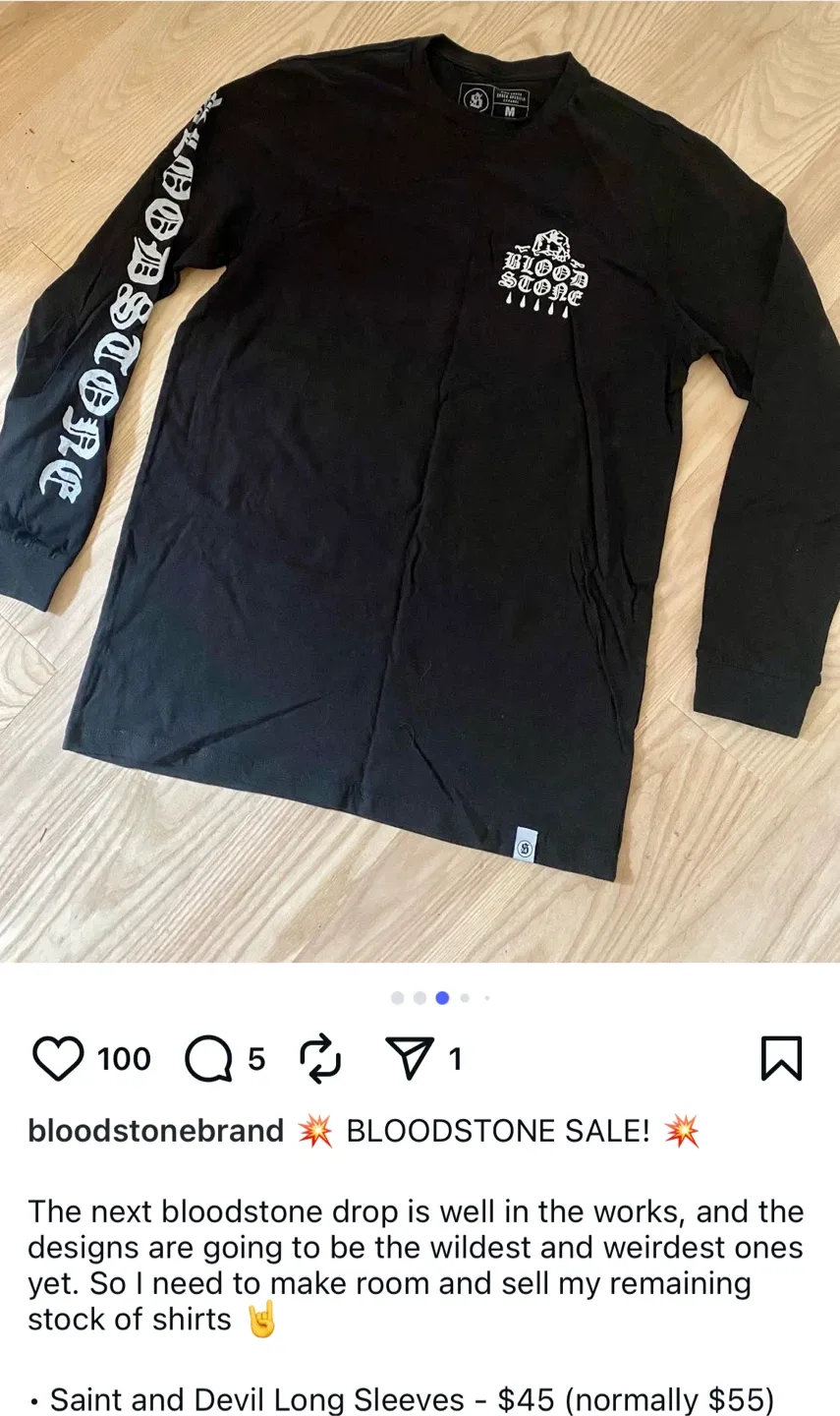 Bloodstone Saint Black Long Sleeve Shirt #Cleanout image indicator(5)