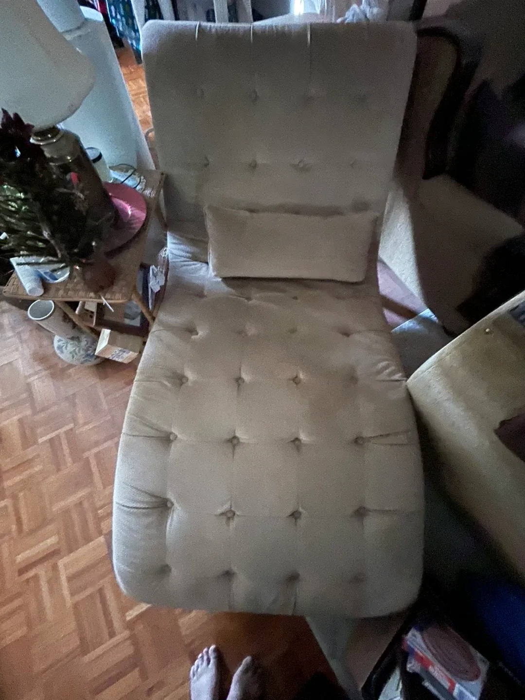 Beige Tufted Chaise Lounge