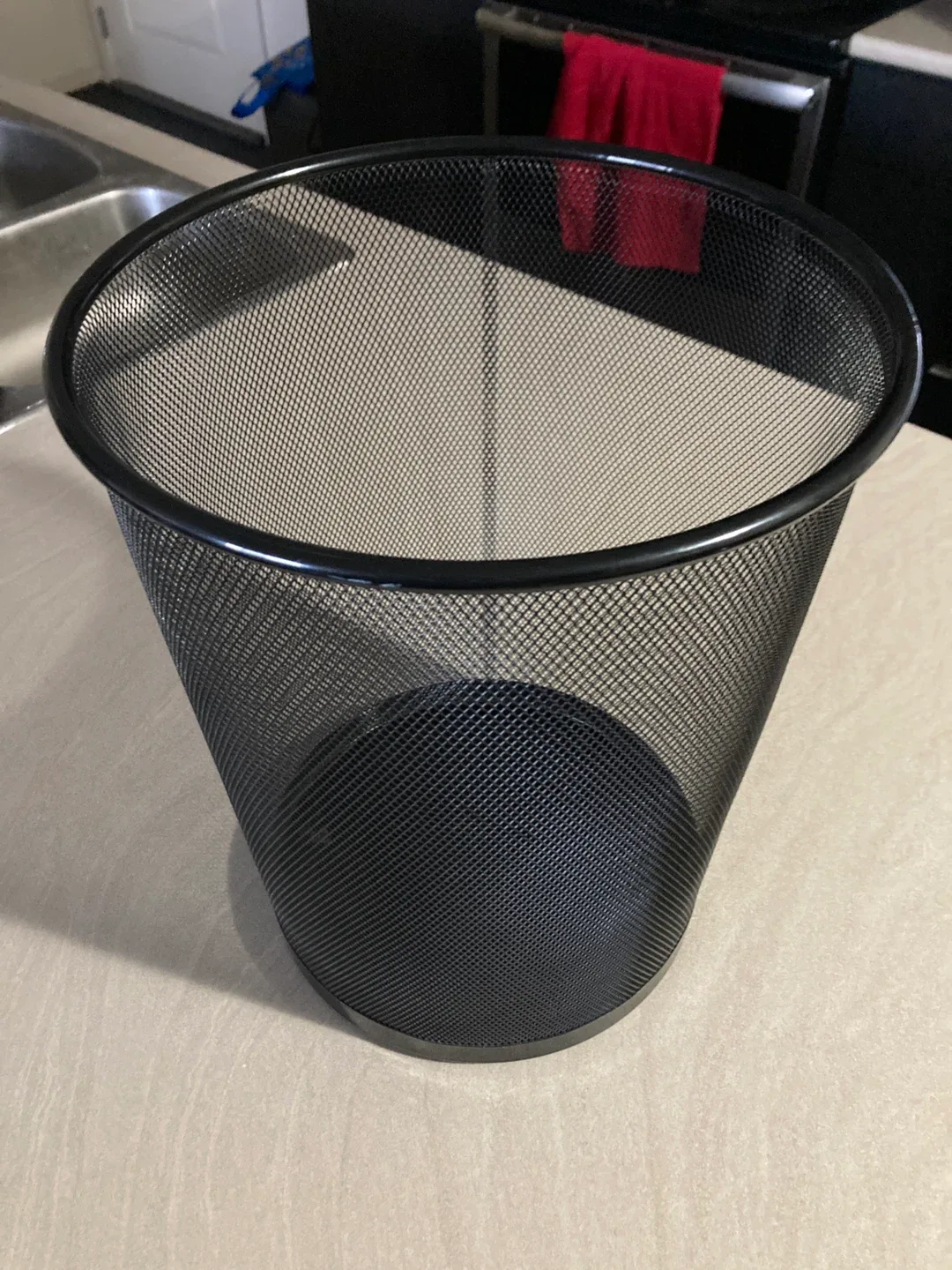 #Cleanout Black Metal Mesh Waste Basket