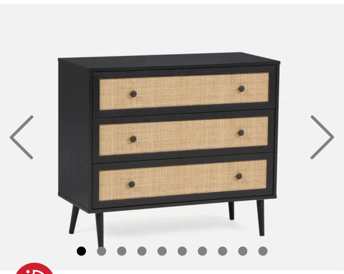 Black Dresser with Rattan Drawers