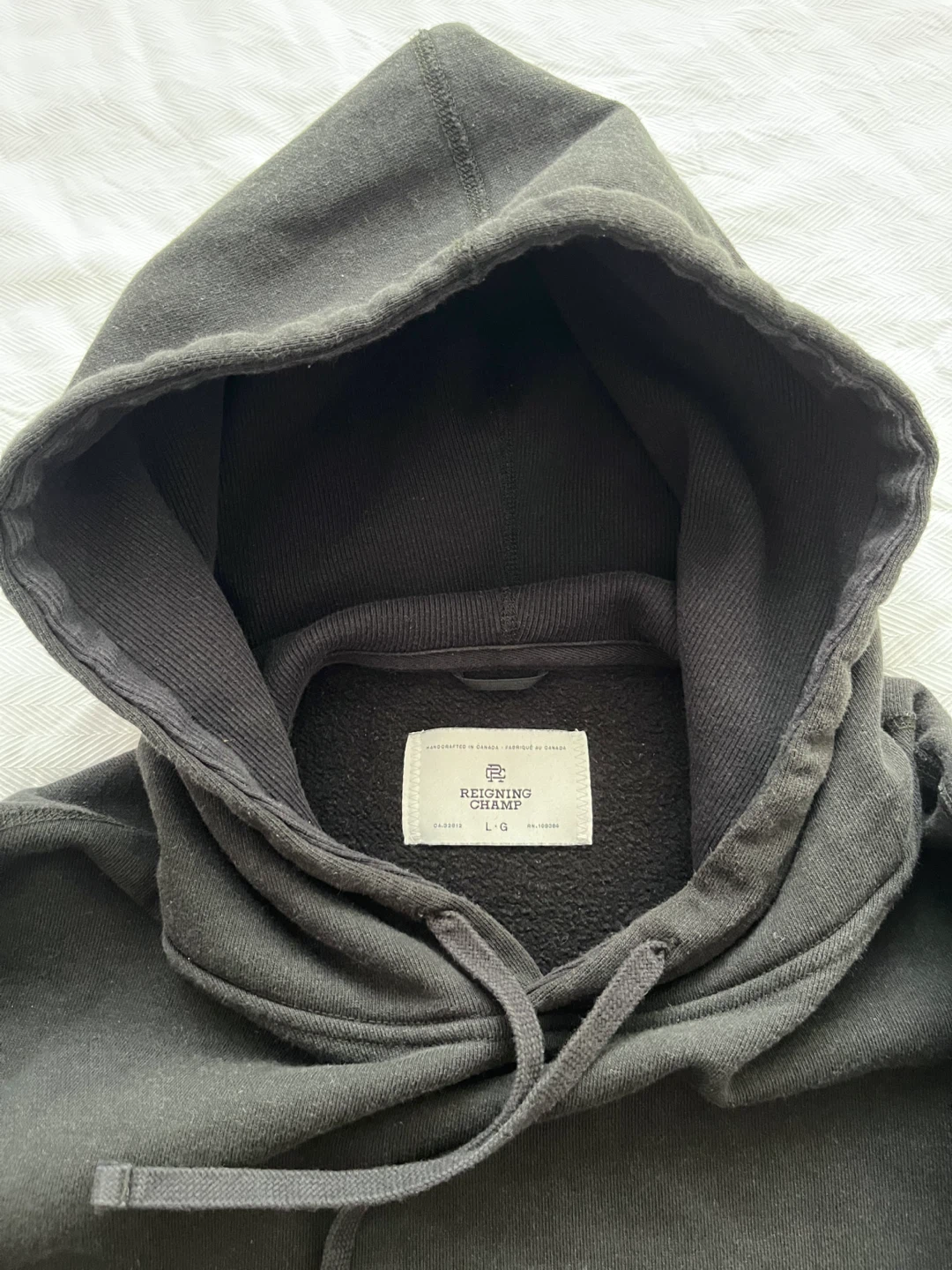 Reigning Champ Black Heavyweight Fleece Hoodie Men’s Size Large - photo 2