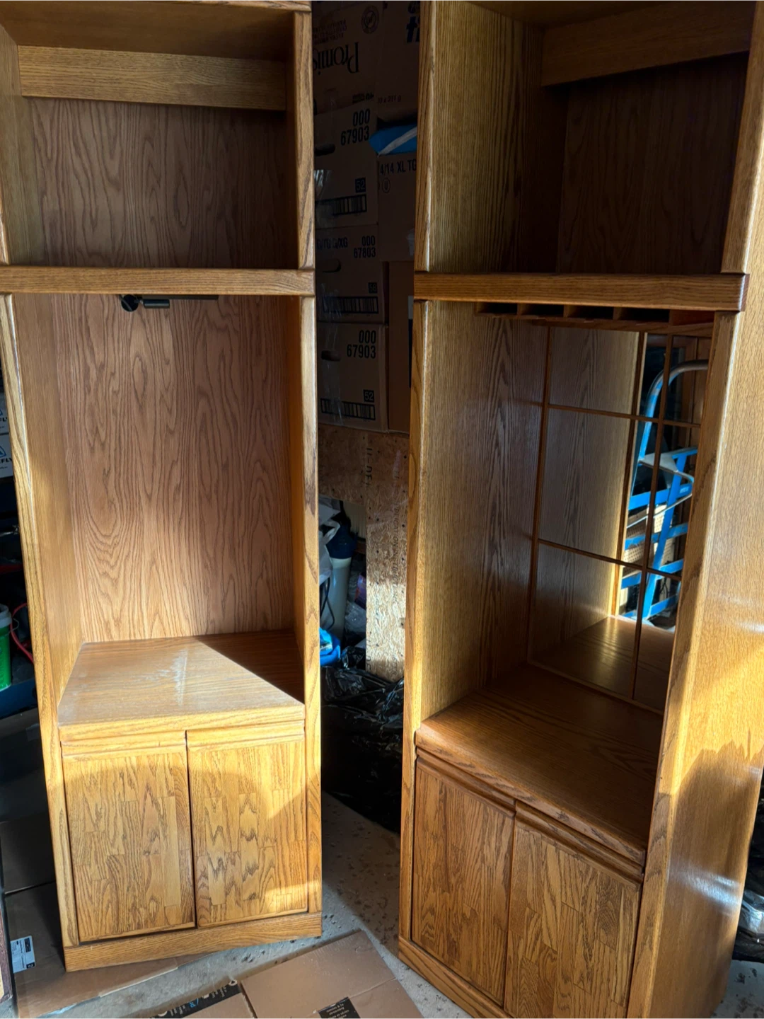 Oak Wooden shelf cabinet and wine holder