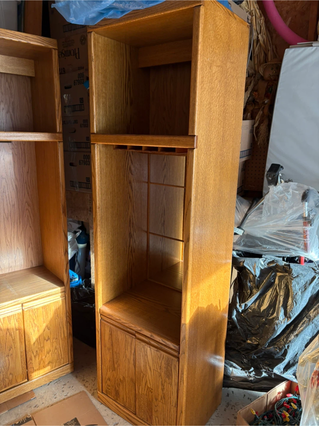 Oak Wooden shelf cabinet and wine holder - photo 2