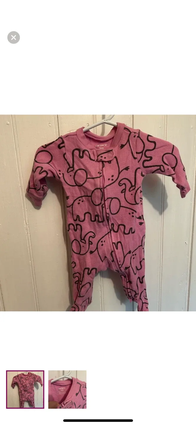 Carter's 3m Pink Elephant Print Onesie