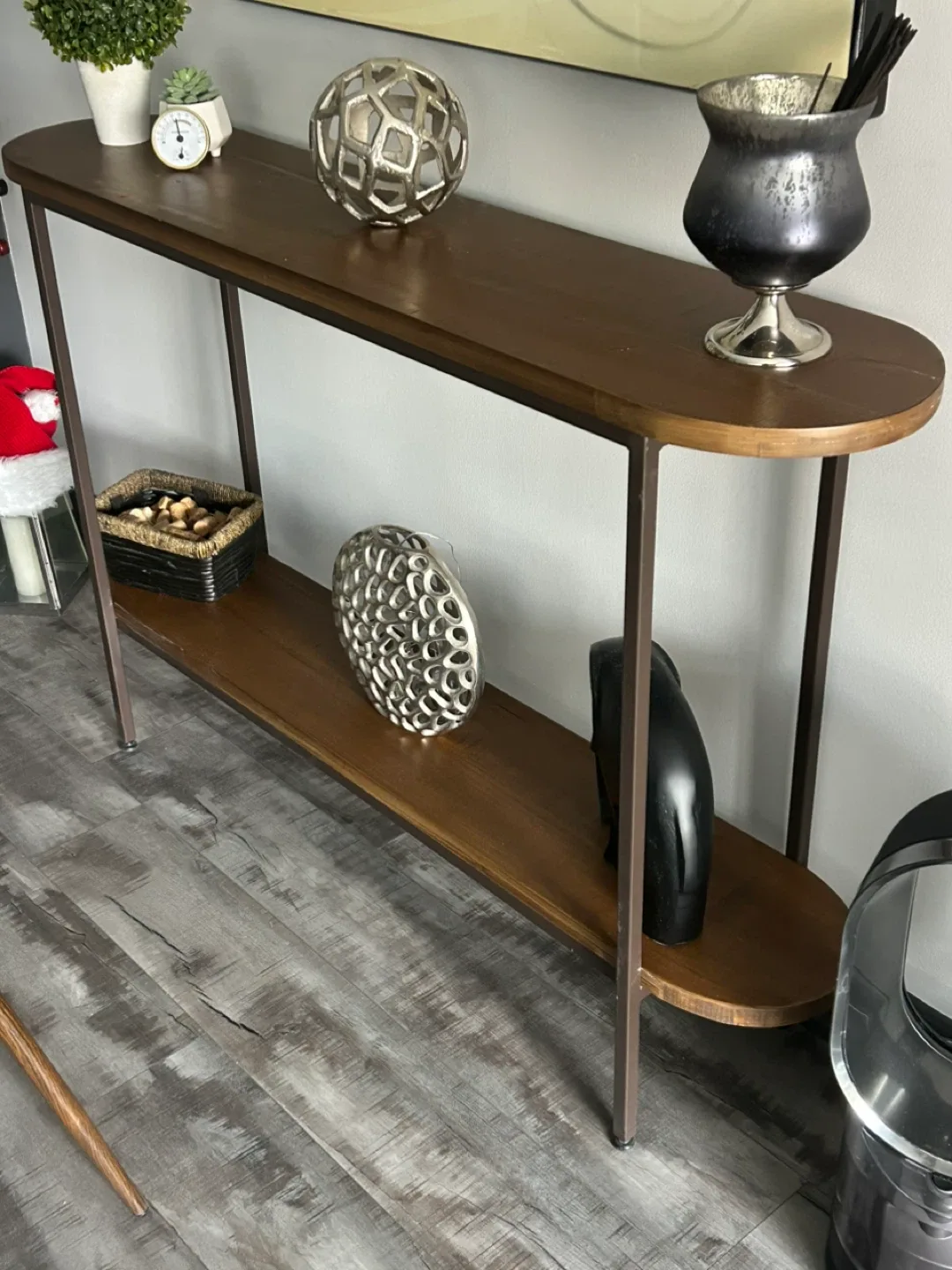 Console Table - Brown & Metal Frame