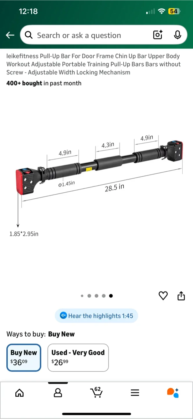 leikefitness Pull-Up Bar For Door Frame, Kids rope ladder swing. image indicator(8)