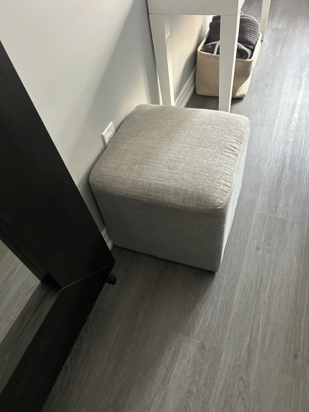 Grey Cube Ottoman