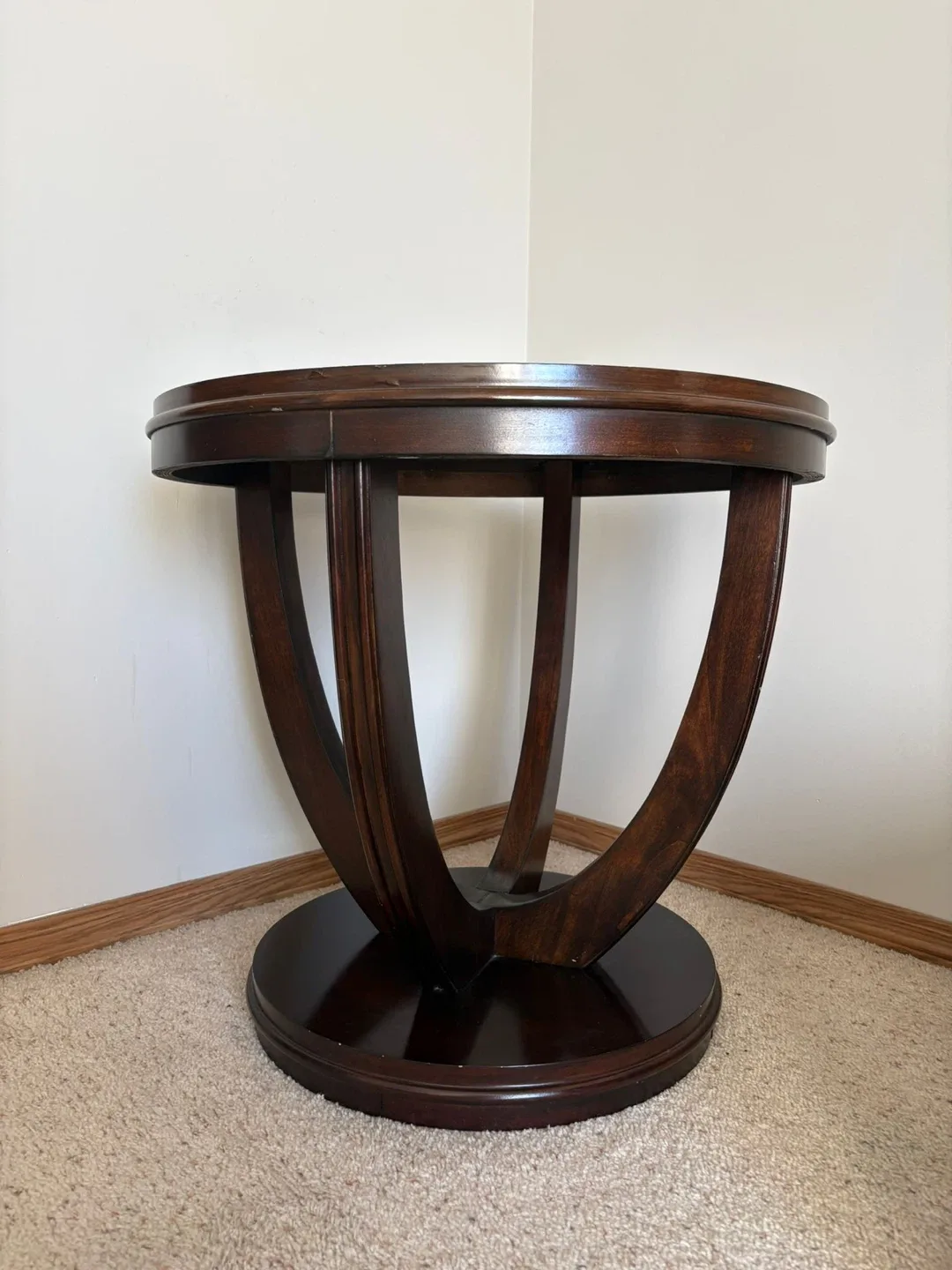 Round Dark Wood Coffee Table