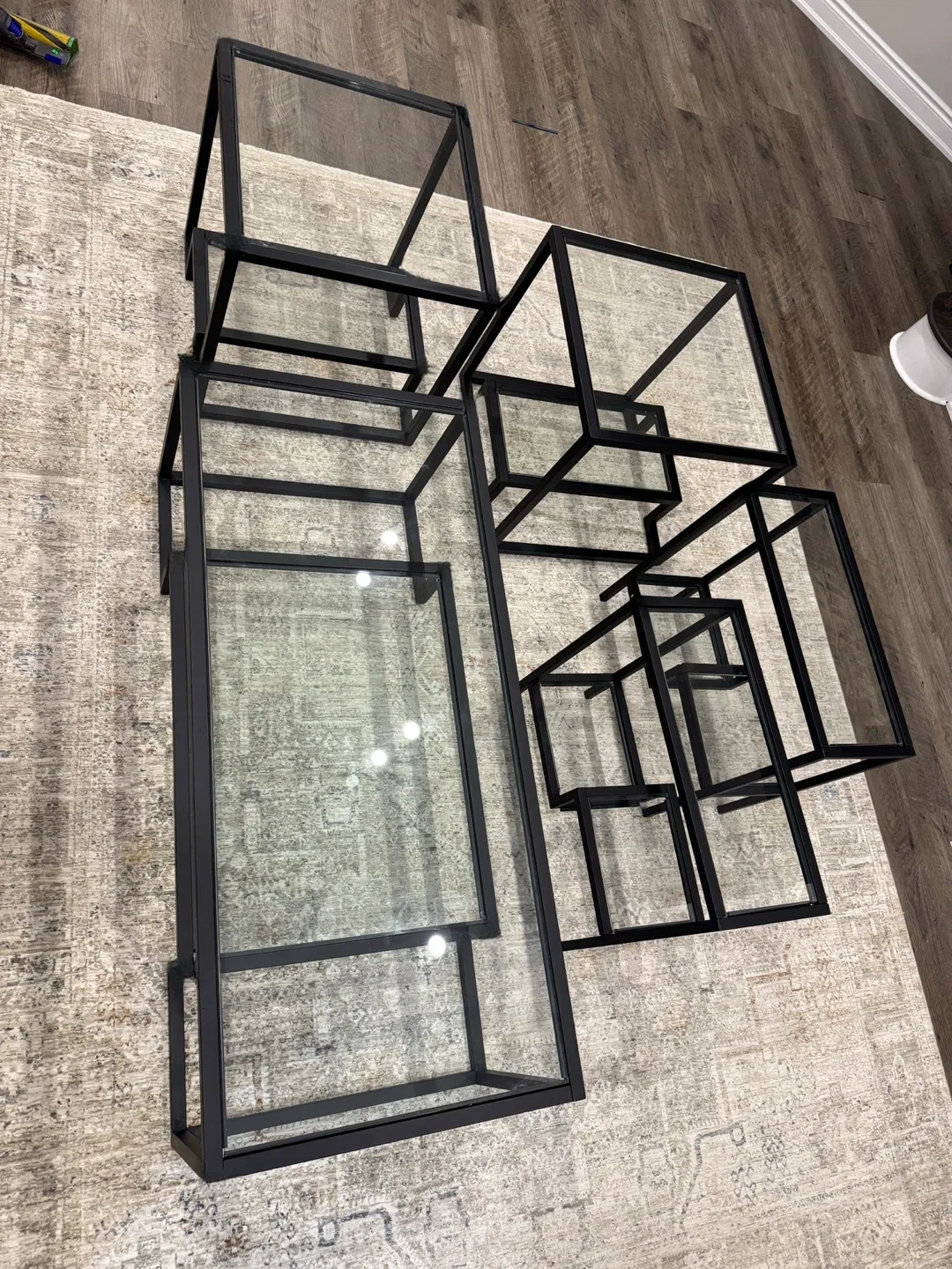 Black Metal & Glass Nesting Coffee Tables
