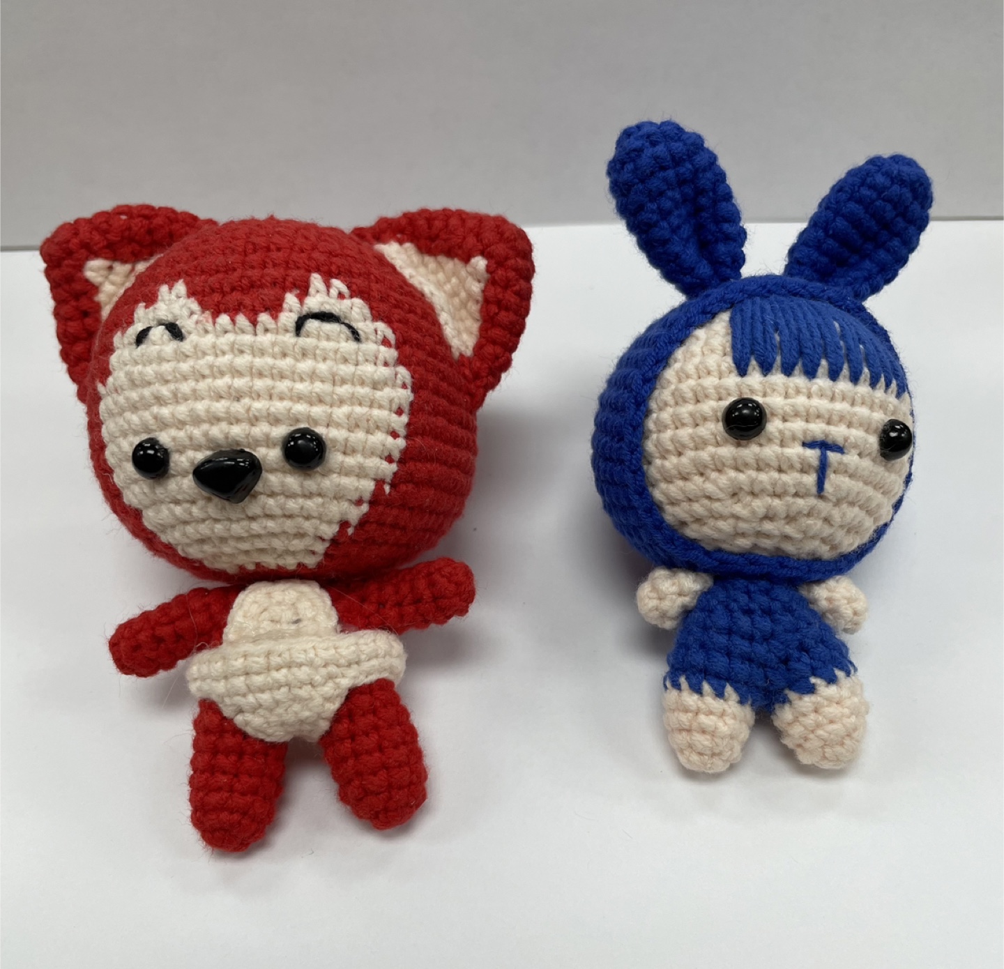 Handmade Crochet Red Fox & Blue Bunny Plushies 2 for $15