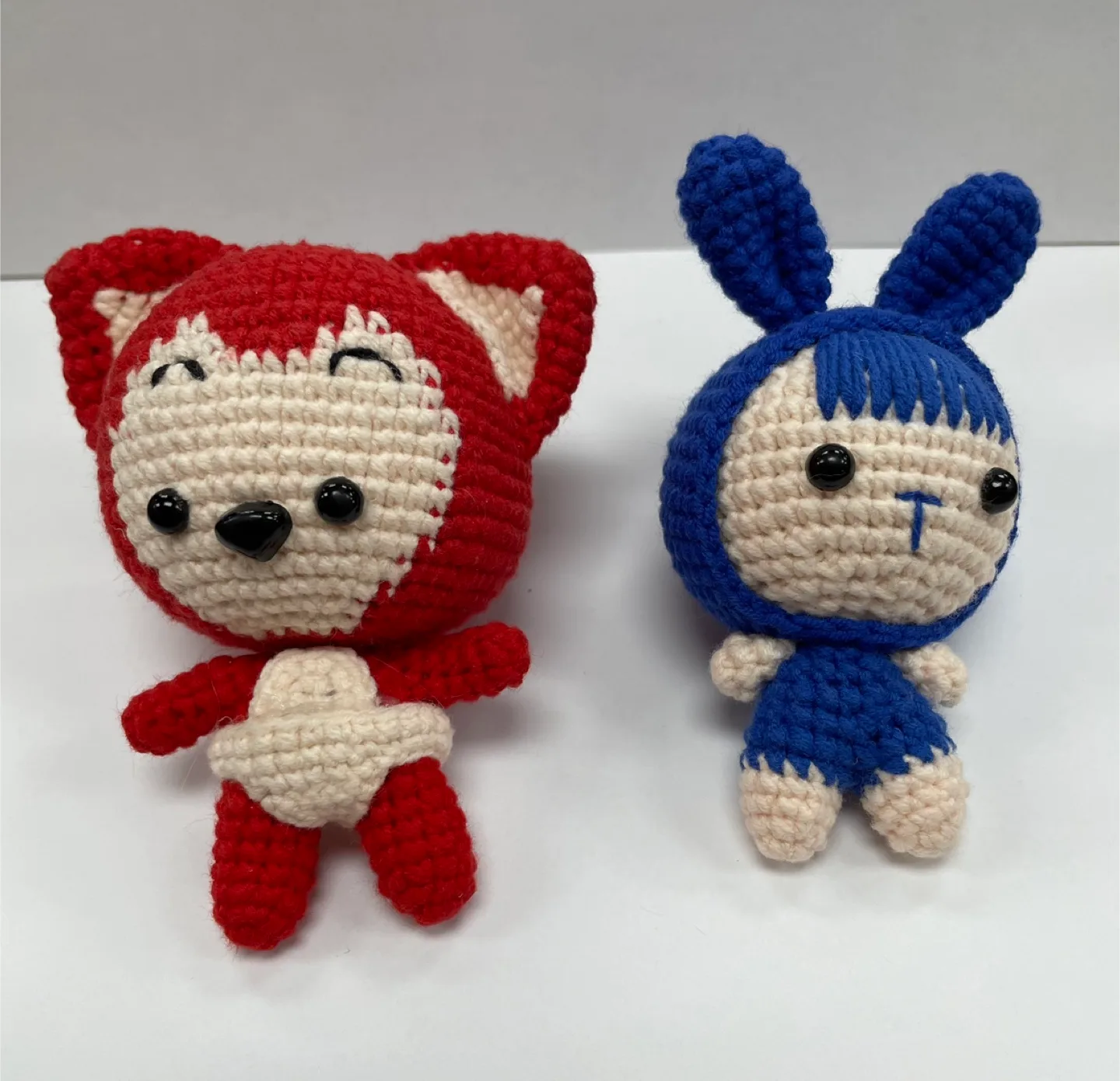 Handmade Crochet Red Fox & Blue Bunny Plushies 2 for $15