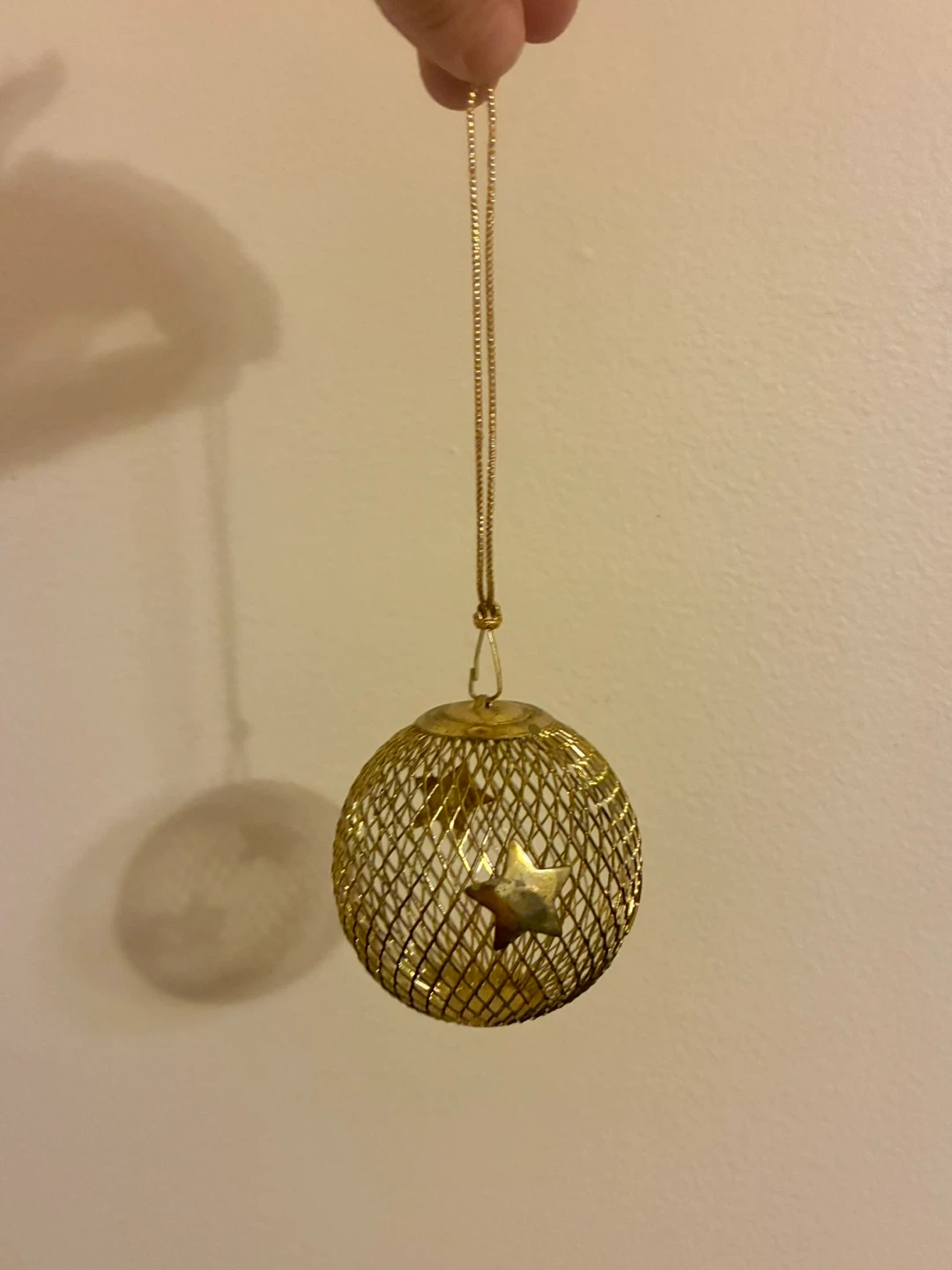 Gold Tone Metal Ball Ornament