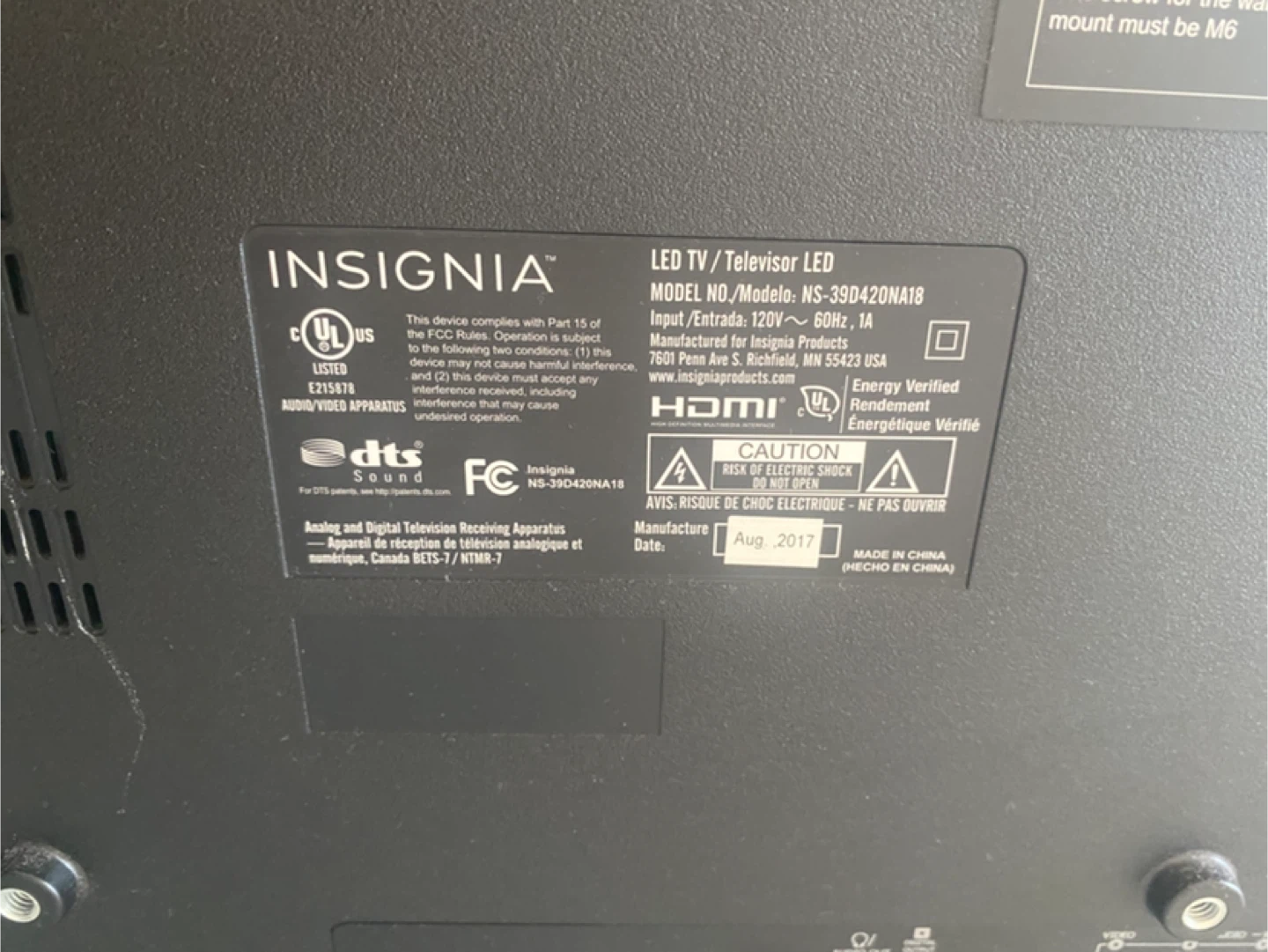 Insignia NS-39D420NA18 39" LED TV -non smart - photo 3