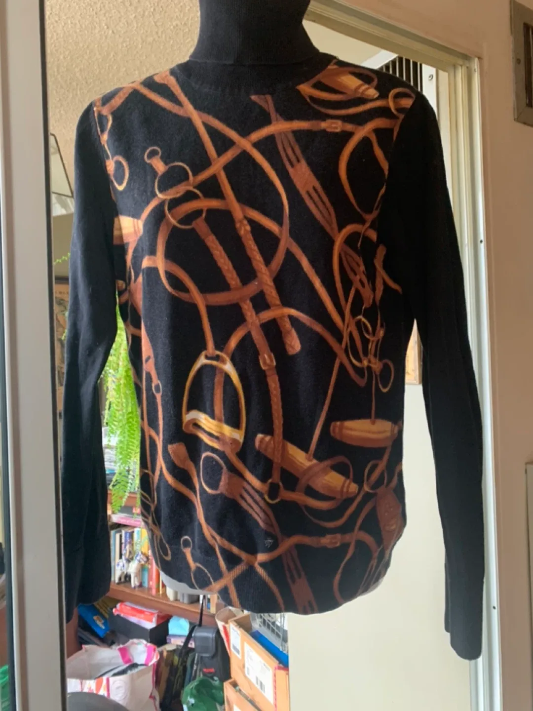 Ralph Lauren Black Patterned Turtleneck - Size L