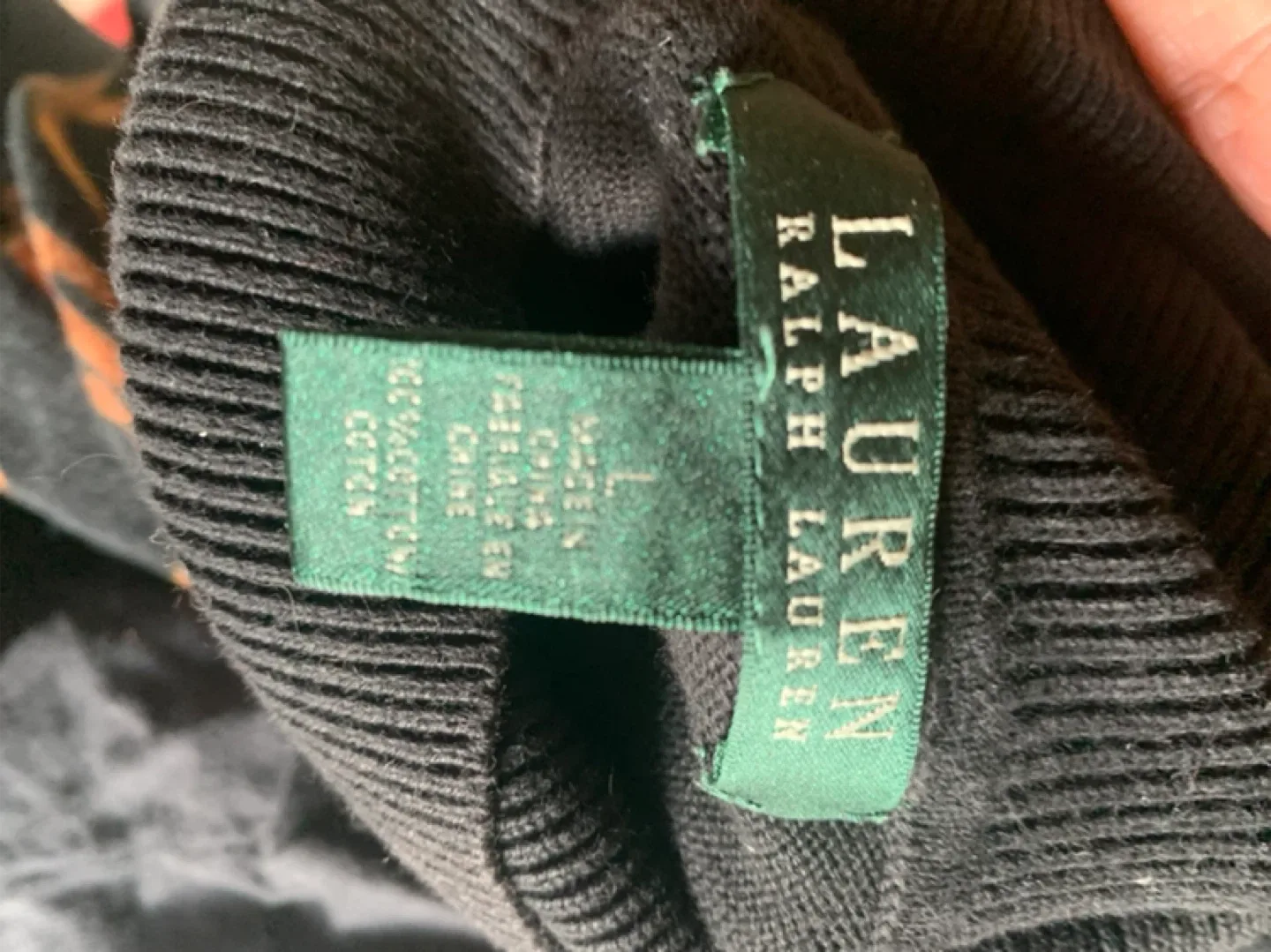 Ralph Lauren Black Patterned Turtleneck - Size L image indicator(3)