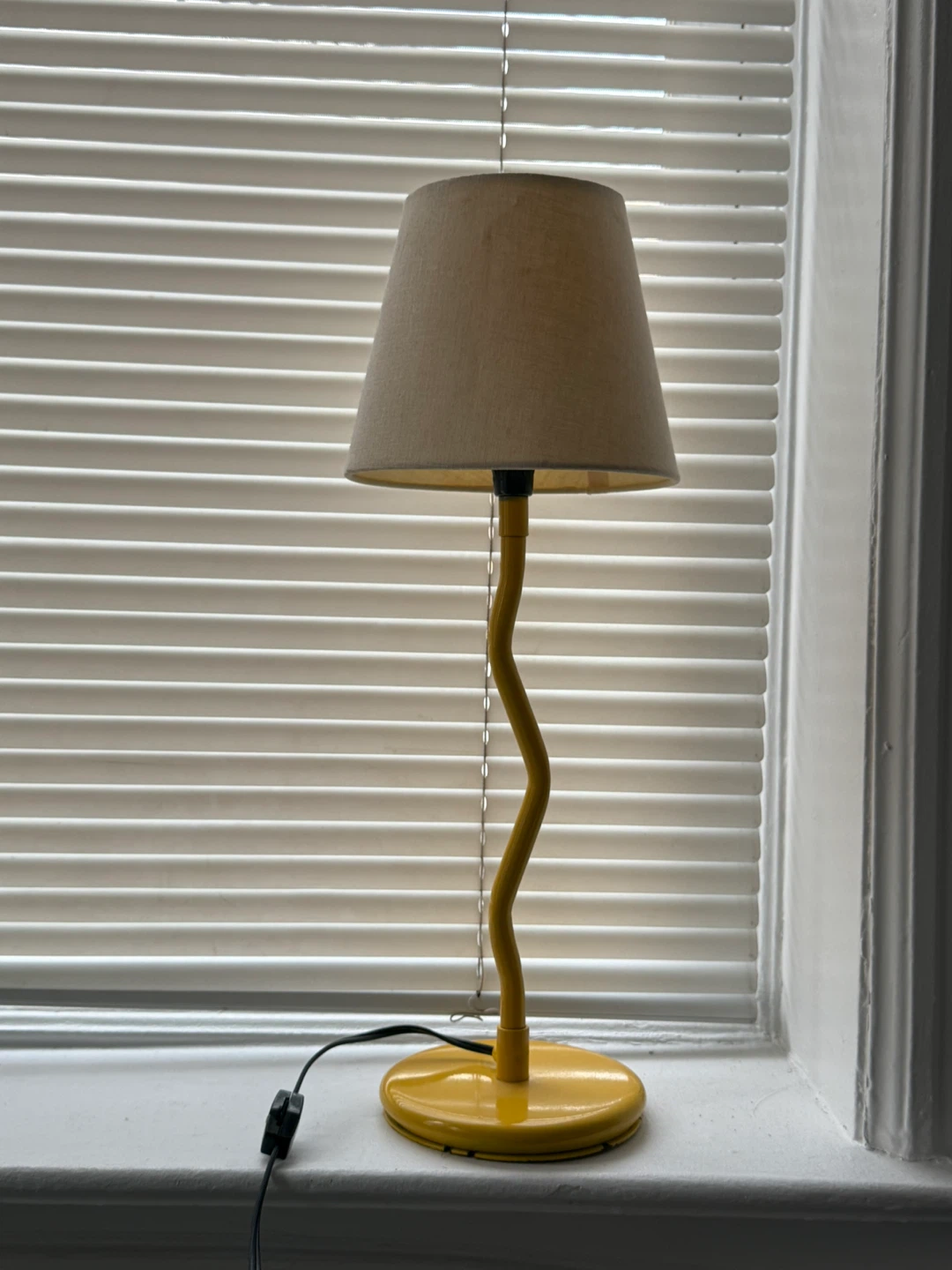 Vintage Ikea Yellow Table Lamp with Beige Shade - photo 3