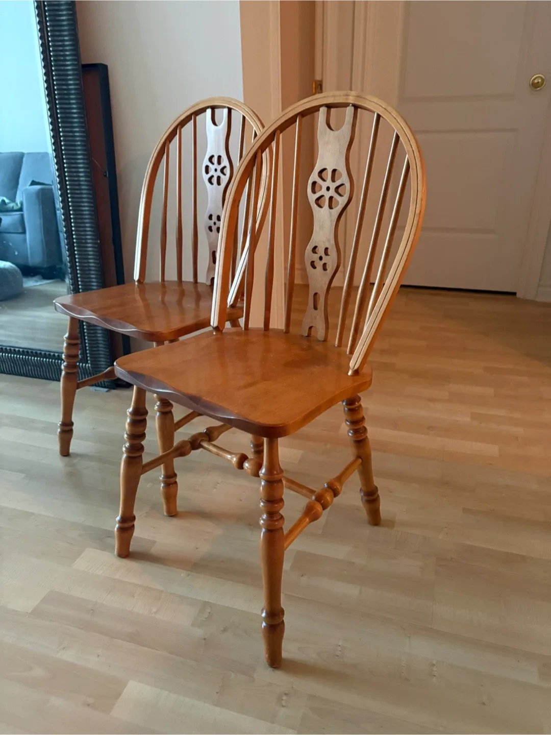 Vintage Antique Wooden Dining Chairs - Set of 2