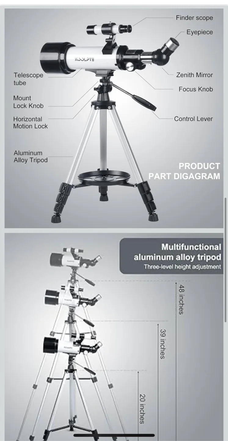 KOOLPTE Telescope for Kids & Adults - 70mm Aperture image indicator(5)