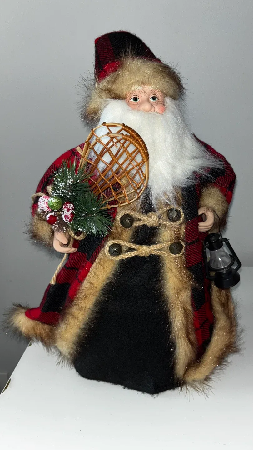 Plaid Santa Claus Holiday Figurine Tree Topper/ Table Decor image indicator(2)