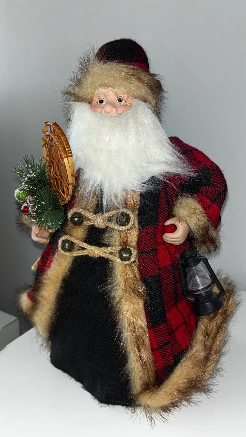 Plaid Santa Claus Holiday Figurine Tree Topper/ Table Decor image indicator(4)