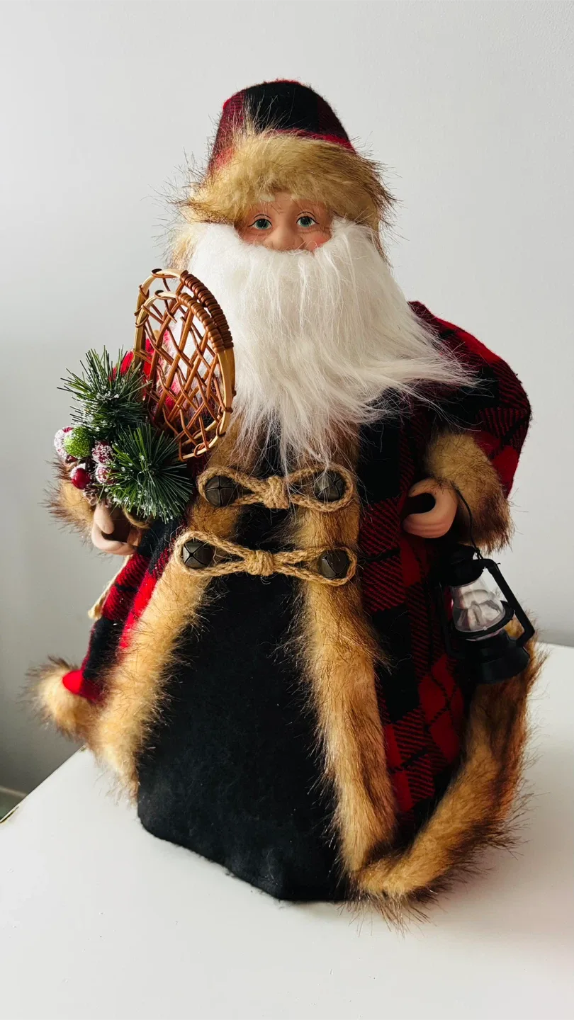 Plaid Santa Claus Holiday Figurine Tree Topper/ Table Decor