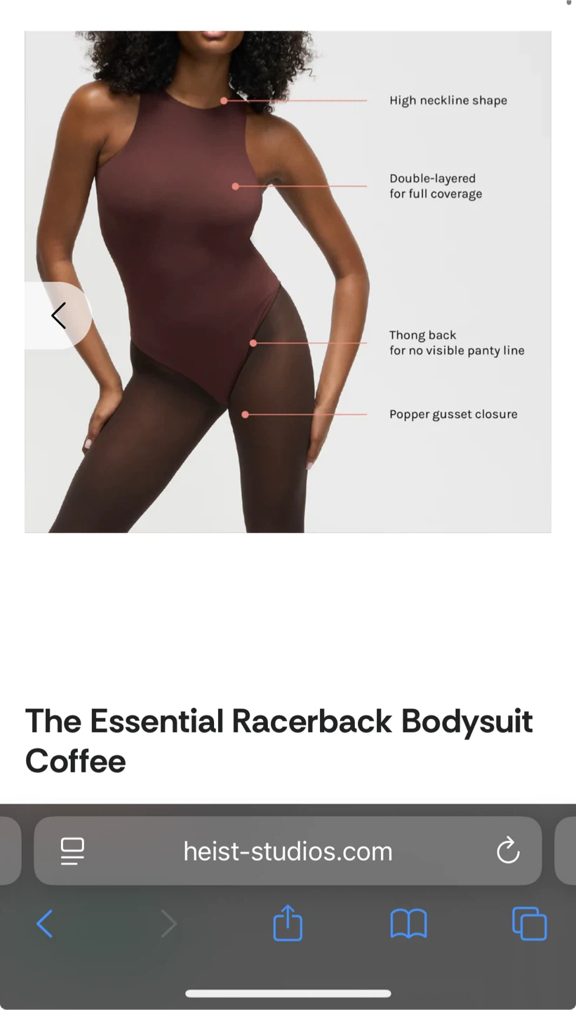 Heist Studios Racerback Bodysuit - Coffee - Large - photo 2