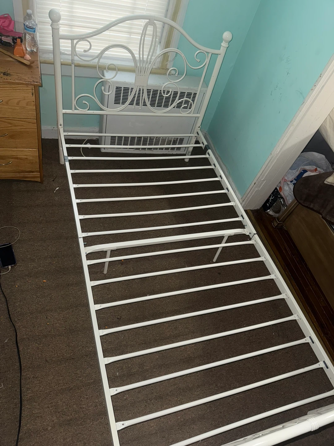 White Metal Bed Frame Size twin
