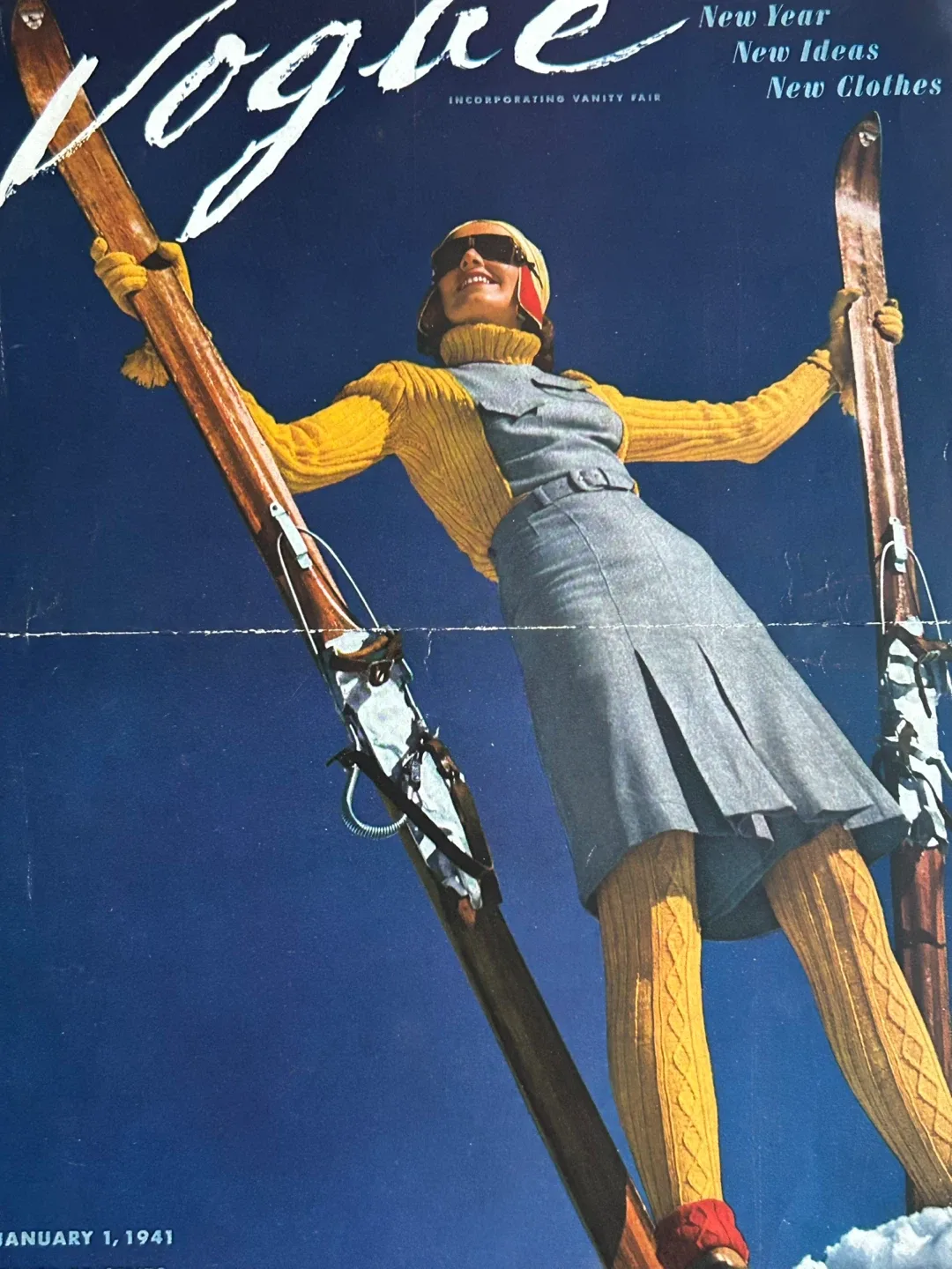 1941 vintage cover vogue showing woman skiing art sports image indicator(5)