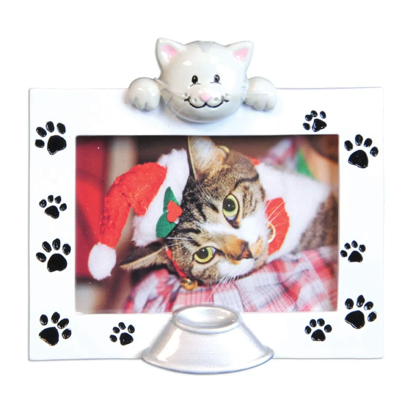 PolarX Cat-Themed White and Black Picture Frame Ornament