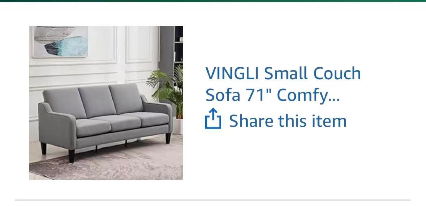 VINGLI Small Couch Sofa 71" Comfy - photo 2