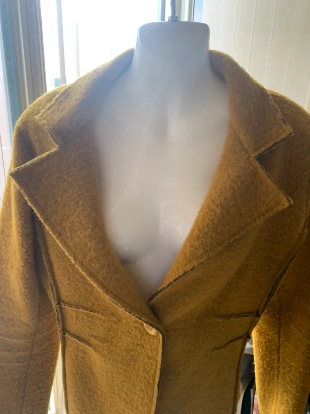 Italian Wool Blend Blazer/Coat  - Mustard Yellow image indicator(3)