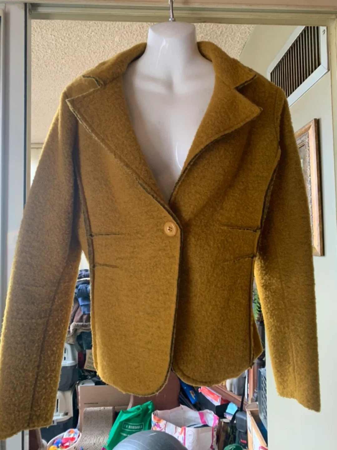 Italian Wool Blend Blazer/Coat  - Mustard Yellow