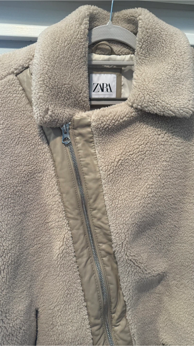 Zara Beige Sherpa Jacket - Size XL - photo 3